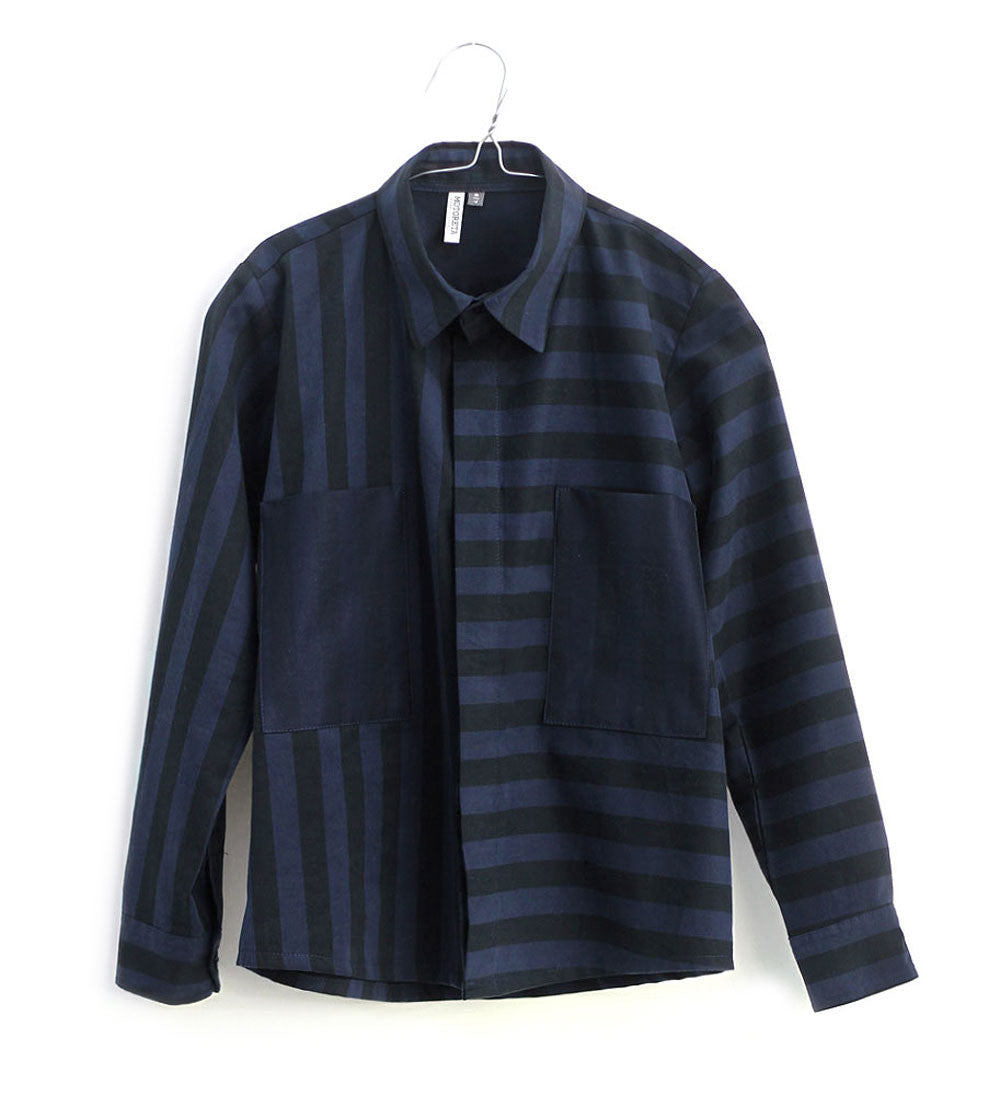 Hans Shirt, Black & Blue Stripes
