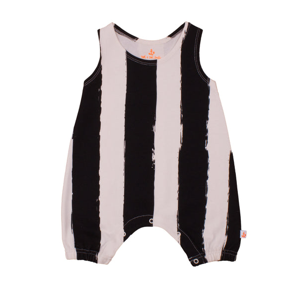 Baby Tank Overall, Black Stripes