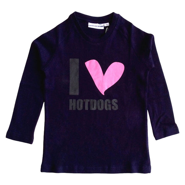 Long Sleeved T-shirt I love Hotdogs, Blue