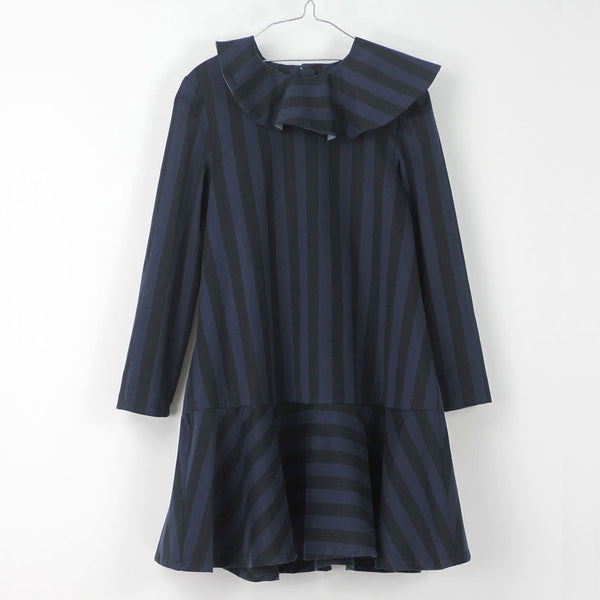 Mia Dress, Black & Blue Stripes