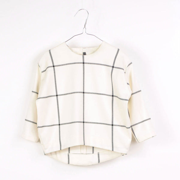 Selena Top, White & Black Grid