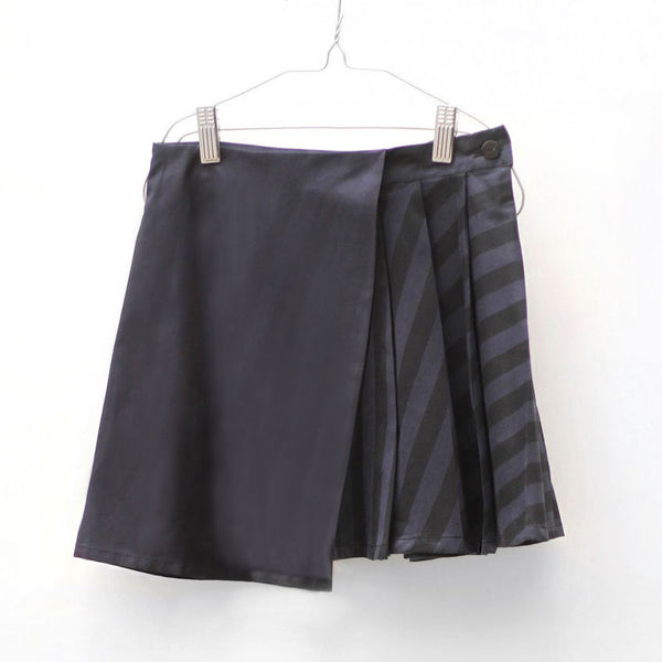 Hayako Skirt, Black & Blue Stripes