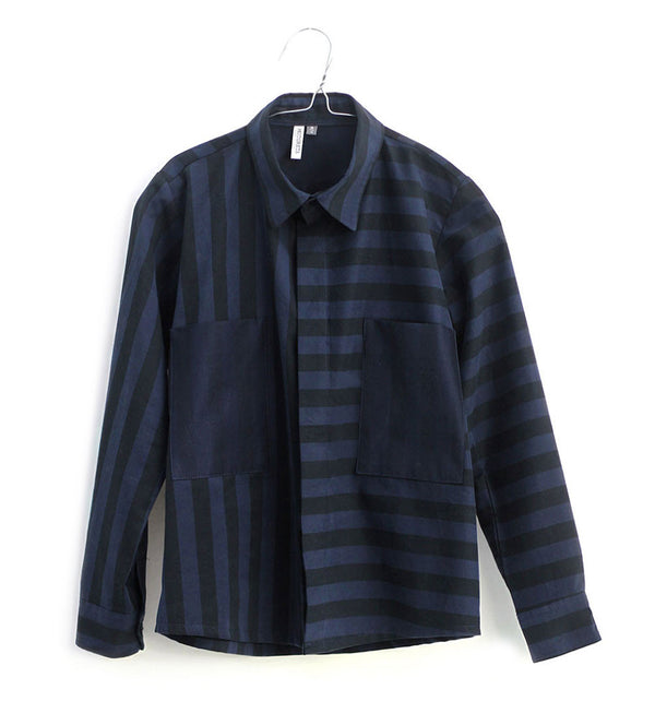 Hans Shirt, Black & Blue Stripes