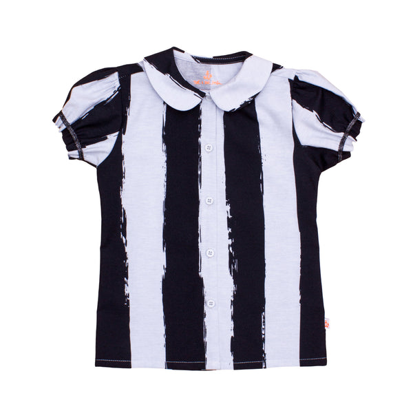 Girls Blouse, Black Stripes