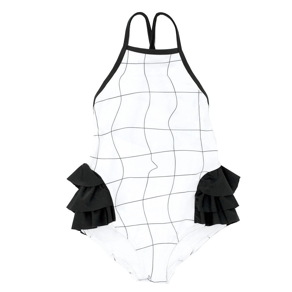Swimsuit Girl 2, White & Black Grid