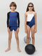 Color-block Swimsuit, Blue, Black & White