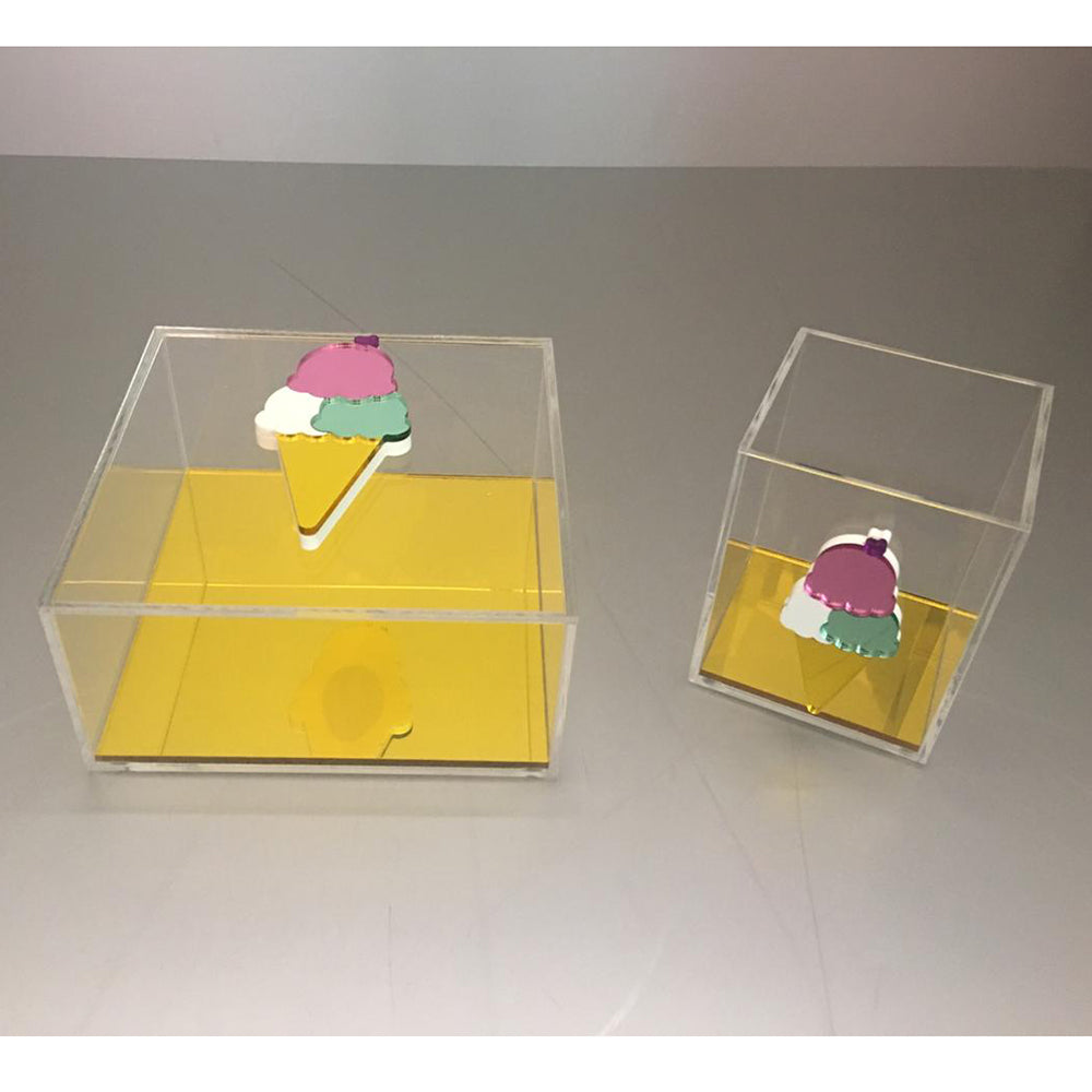 Clear Plexiglass Ice Cream - Yellow