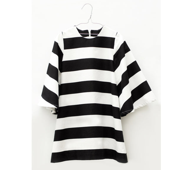 Lucena Dress Black & White Stripes