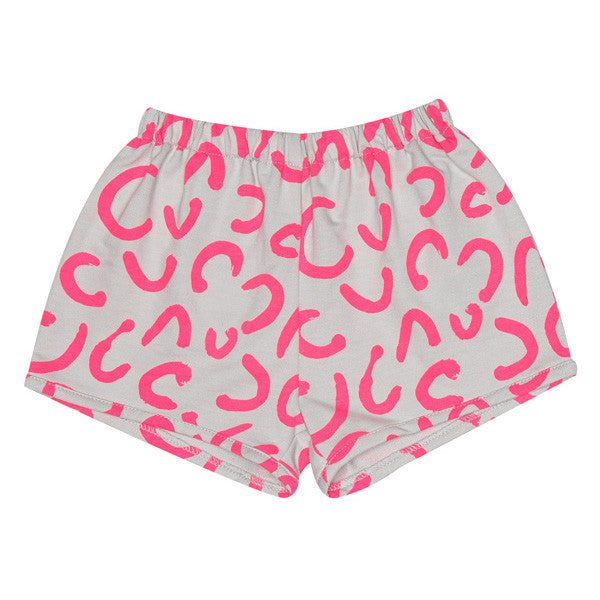 Short Shorts, Dove Grey, Neon Pink Modern Leopard
